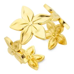 vandfast blomster justerbar ring i forgyldt stål - OCEANA