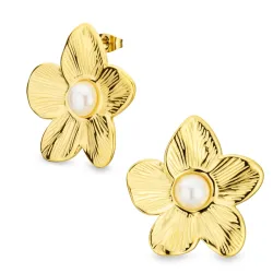 vandfaste blomster øreringe i forgyldt stål - OCEANA