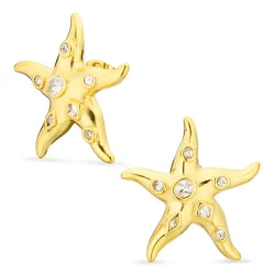 vandfaste søstjerne øreringe i forgyldt stål - OCEANA