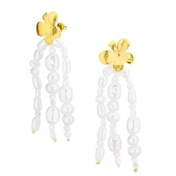 vandfaste blomster perle øreringe i forgyldt stål - OCEANA