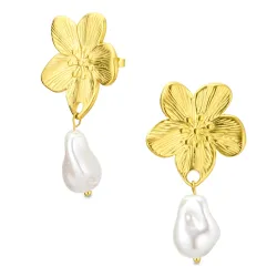 vandfaste blomster øreringe i forgyldt stål - OCEANA