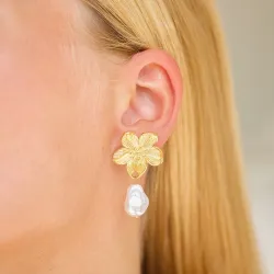 vandfaste blomster øreringe i forgyldt stål - OCEANA