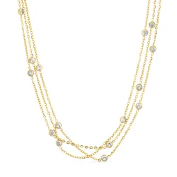 vandfast zirkon halskæde i forgyldt stål - OCEANA