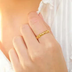 vandfast hjerte justerbar ring i forgyldt stål - OCEANA