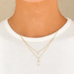 vandfast zirkon halskæde i forgyldt stål - OCEANA