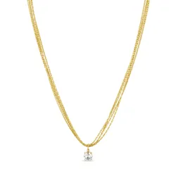 vandfast zirkon halskæde i forgyldt stål - OCEANA