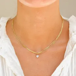 vandfast zirkon halskæde i forgyldt stål - OCEANA