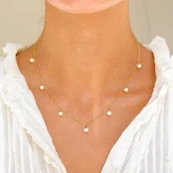 vandfast perle halskæde i forgyldt stål - OCEANA