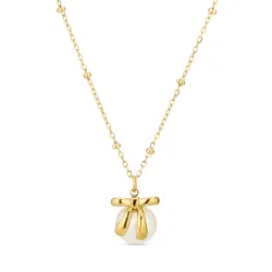 vandfast perle halskæde i forgyldt stål - OCEANA