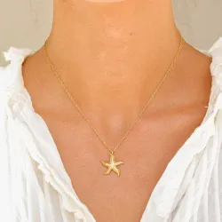 vandfast søstjerne halskæde i forgyldt stål - OCEANA
