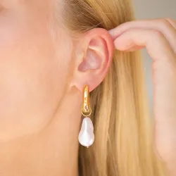 vandfaste perle øreringe i forgyldt stål - OCEANA