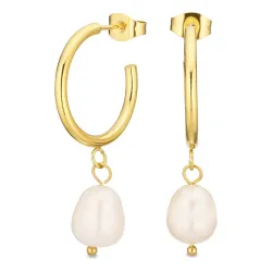 vandfaste perle halvcreoler i forgyldt stål - OCEANA