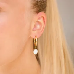 vandfaste perle halvcreoler i forgyldt stål - OCEANA