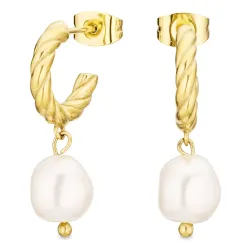 vandfaste perle halvcreoler i forgyldt stål - OCEANA