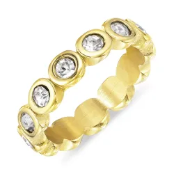 vandfast zirkon ring i forgyldt stål - OCEANA