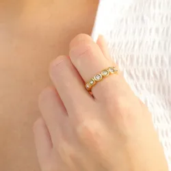 vandfast zirkon ring i forgyldt stål - OCEANA