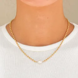 vandfast halskæde i forgyldt stål - OCEANA