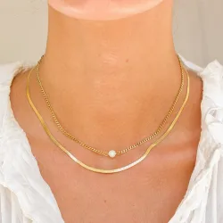 vandfast halskæde i forgyldt stål - OCEANA