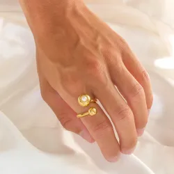 vandfast ring i forgyldt stål - OCEANA