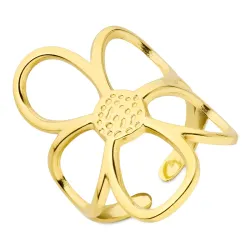 vandfast blomster ring i forgyldt stål - OCEANA