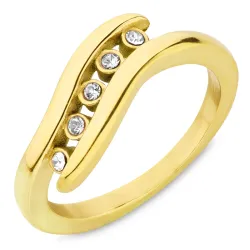 vandfast zirkon ring i forgyldt stål - OCEANA