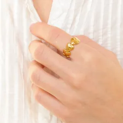 vandfast hjerte ring i forgyldt stål - OCEANA