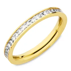 vandfast zirkon ring i forgyldt stål - OCEANA