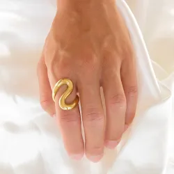 vandfast ring i forgyldt stål - OCEANA