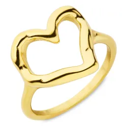 vandfast hjerte ring i forgyldt stål - OCEANA