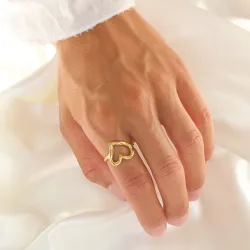 vandfast hjerte ring i forgyldt stål - OCEANA