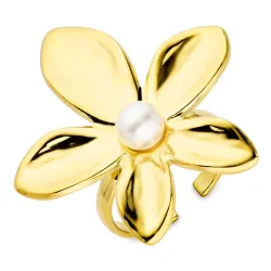 vandfast blomster justerbar ring i forgyldt stål - OCEANA