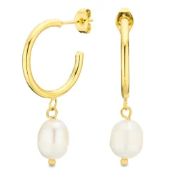 vandfaste perle halvcreoler i forgyldt stål - OCEANA