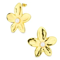 vandfaste blomster øreringe i forgyldt stål - OCEANA