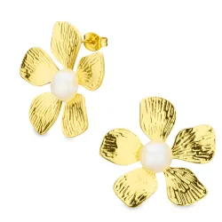 vandfaste blomster øreringe i forgyldt stål - OCEANA