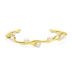 vandfast perle armring i forgyldt stål - OCEANA
