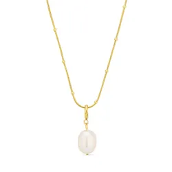 vandfast perle halskæde i forgyldt stål - OCEANA