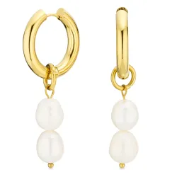 vandfaste perle creoler i forgyldt stål - OCEANA