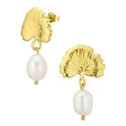 vandfaste perle øreringe i forgyldt stål - OCEANA