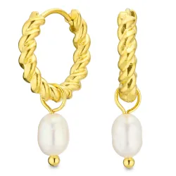 vandfaste perle creoler i forgyldt stål - OCEANA