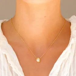 vandfast perle halskæde i forgyldt stål - OCEANA