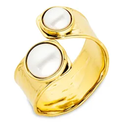 vandfast perle ring i forgyldt stål - OCEANA