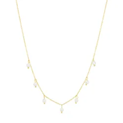 vandfast perle halskæde i forgyldt stål - OCEANA