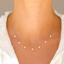 vandfast perle halskæde i forgyldt stål - OCEANA