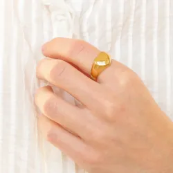 vandfast hjerte ring i forgyldt stål - OCEANA