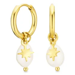 vandfaste perle creoler i forgyldt stål - OCEANA