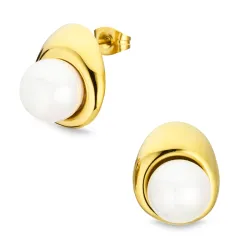 vandfaste perle øreringe i forgyldt stål - OCEANA