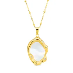 vandfast perle halskæde i forgyldt stål - OCEANA