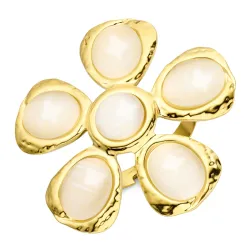 vandfast blomster justerbar ring i forgyldt stål - OCEANA