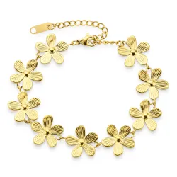 vandfast blomster armbånd i forgyldt stål - OCEANA