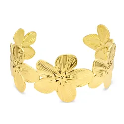 vandfast blomster armring i forgyldt stål - OCEANA
